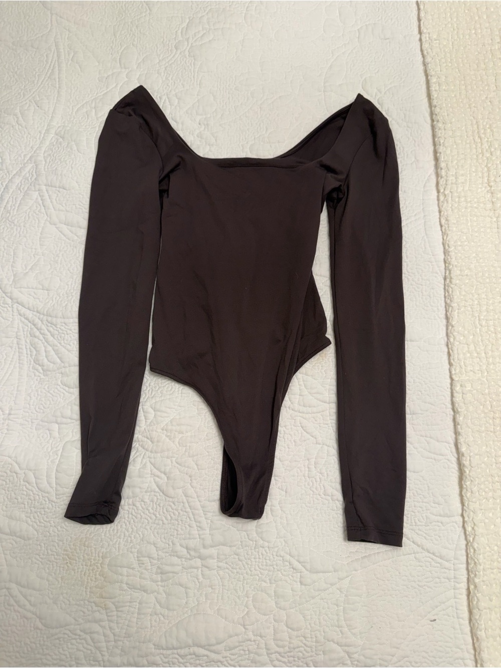 Zara Brown Long Sleeve Square Neck Bodysuit